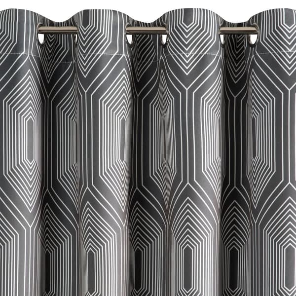 Färdig gardin med öljetter DIADEM 140x250 Eurofirany grafit geometriskt mönster