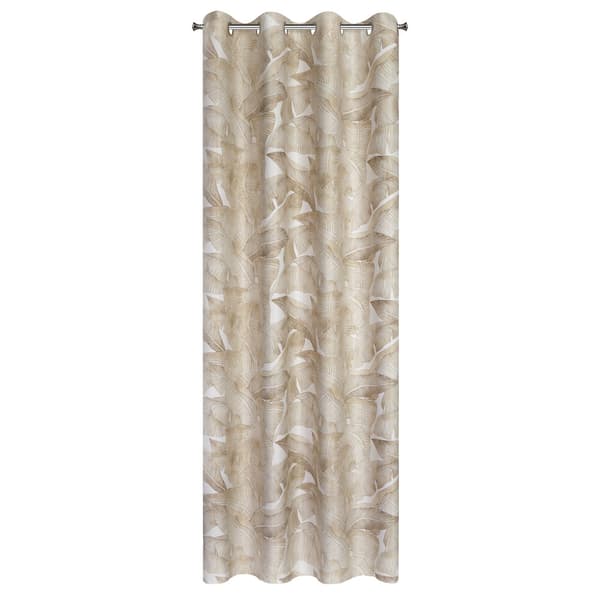 Valmis verho silmukoilla SAMIRA 140x250 Eurofirany valko beige lehdet