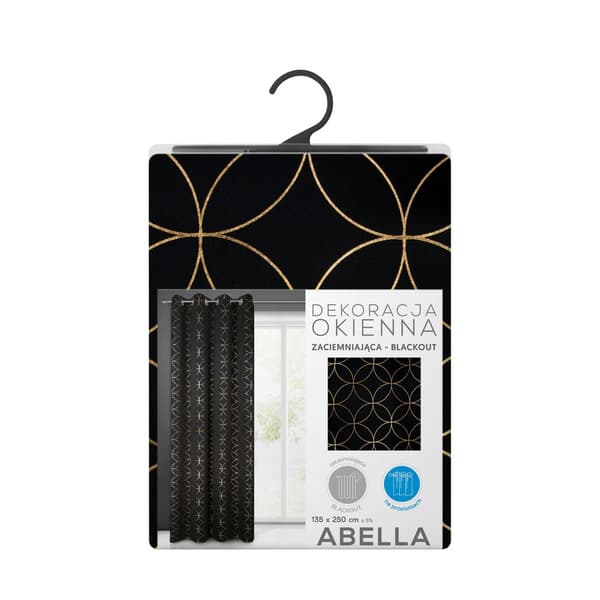Valmis verho silmukoilla ABELLA 140x250 Eurofirany musta