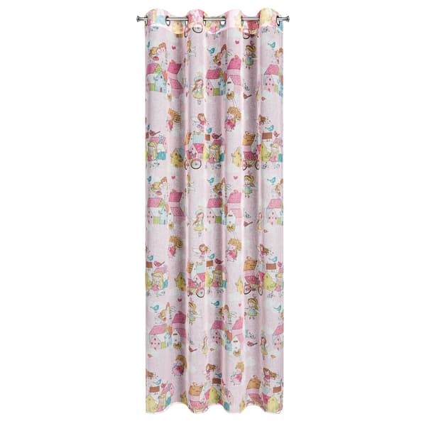 Valmis verho silmukoilla POLLY 140x250 Eurofirany lasten tonttupainatus
