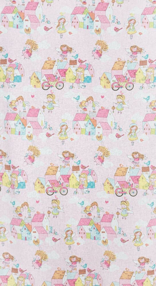 Valmis verho silmukoilla POLLY 140x250 Eurofirany lasten tonttupainatus