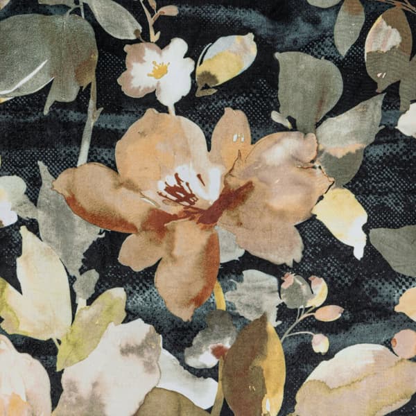 Færdiglavet gardin med øjer BETTY 140x250 Eurofirany sort med et blomstermotiv