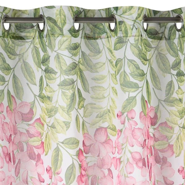 Færdiglavet gardin med øjer JULIETA 140x250 Eurofirany pink med blomster