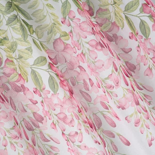 Færdiglavet gardin med øjer JULIETA 140x250 Eurofirany pink med blomster