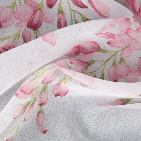 Færdiglavet gardin med øjer JULIETA 140x250 Eurofirany pink med blomster
