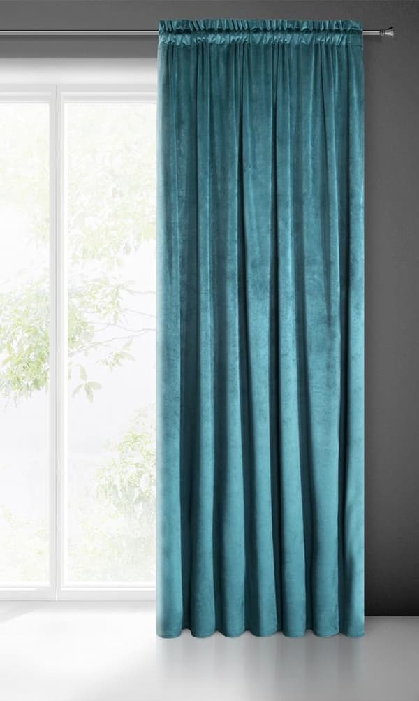 Färdig gardin på tejp MELANIE 140x270 Eurofirany mörk turkos