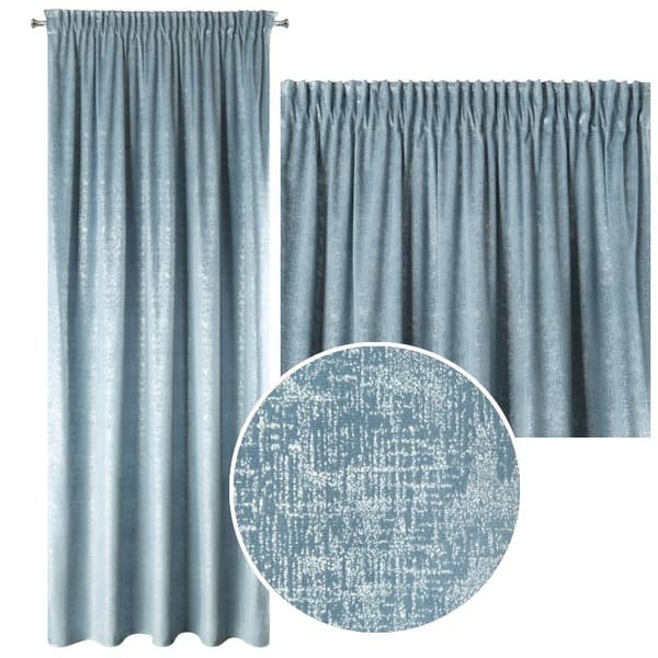 Färdig gardin på tejp CYPR 140x270 Design91 blå + silver