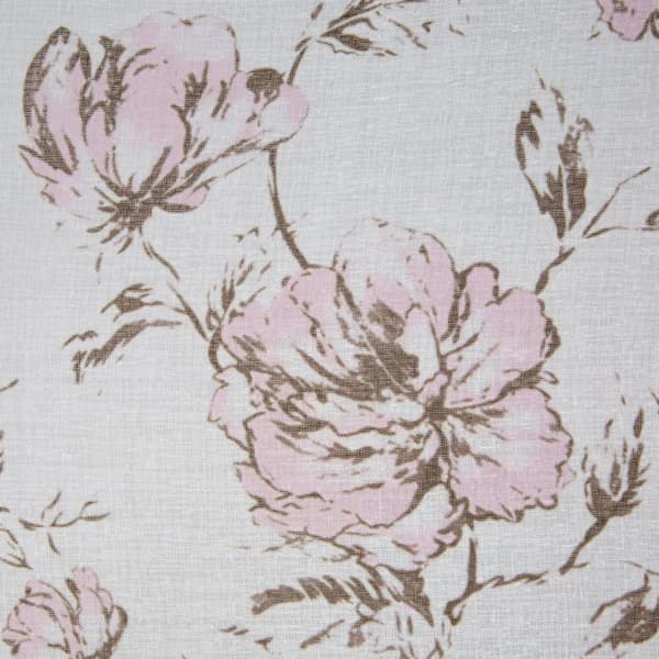 Valmis verho silmukoilla AMBER 140x250 Eurofirany valkoiset vaaleanpunaiset beige-kukat