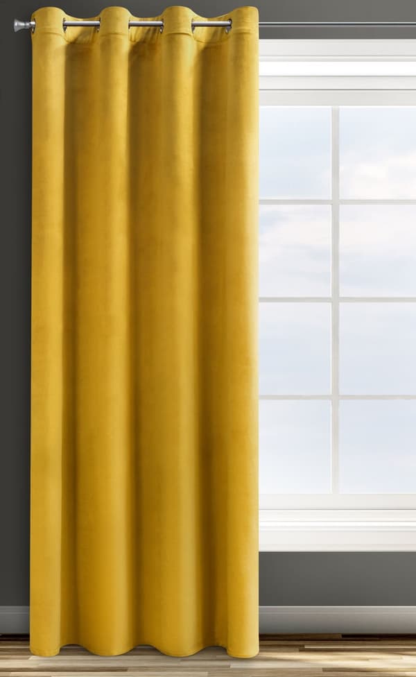 Valmis verho silmukoilla ROSA 140x250 Design91 sinappi