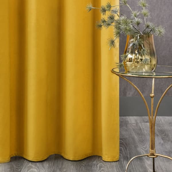 Valmis verho silmukoilla ROSA 140x250 Design91 sinappi