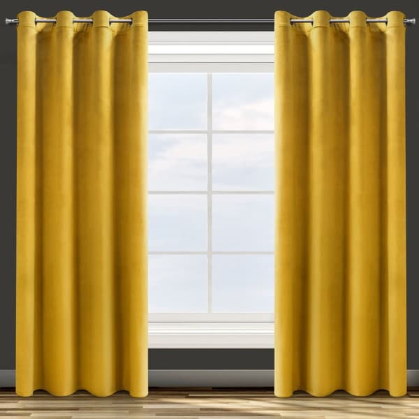 Valmis verho silmukoilla ROSA 140x250 Design91 sinappi