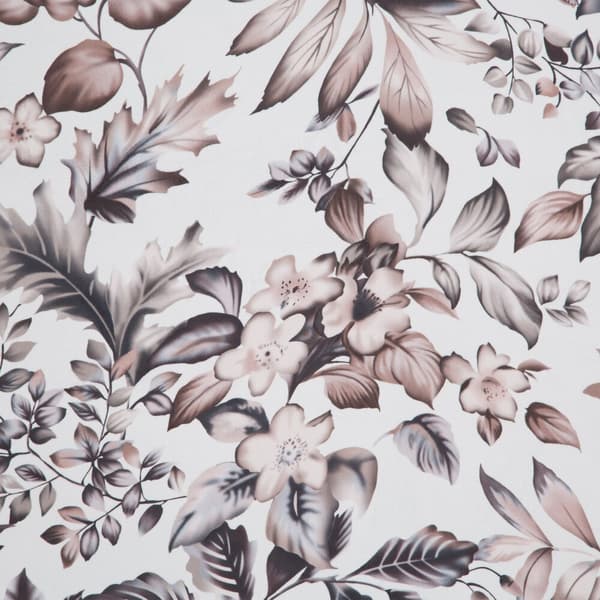 Færdiglavet gardin med øjer HANA 140x250 Eurofirany hvide brune beige blade blomster