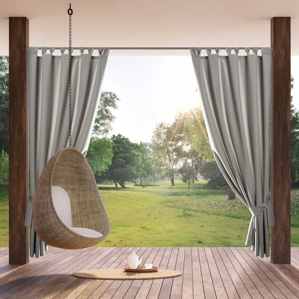 Färdiggjord gardin med hängslen, vattentät, TRÄDGÅRD 155x200, trädgård, grå