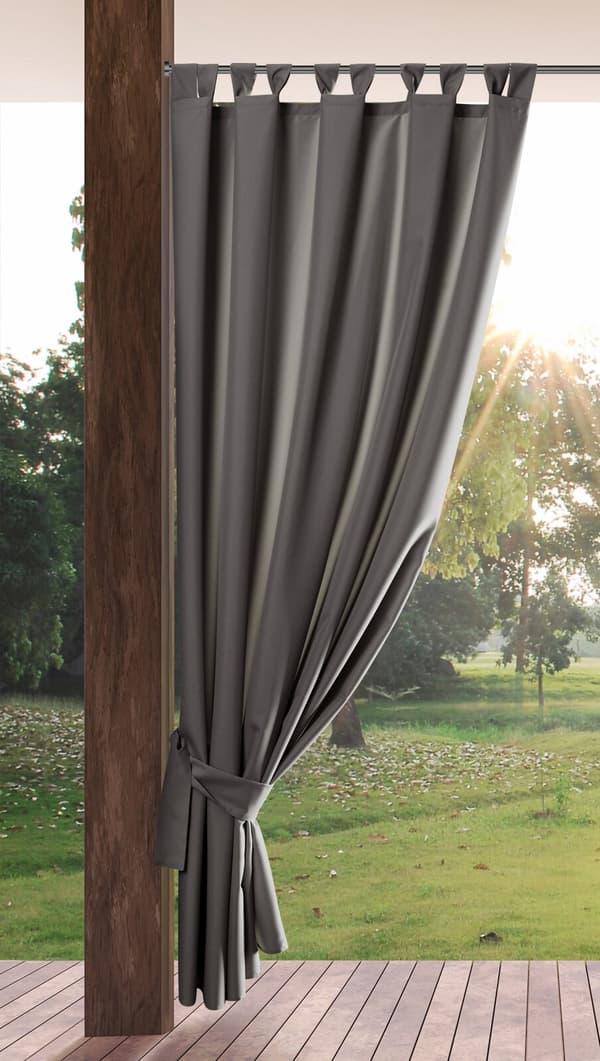 Färdig gardin med hängslen, vattentät, TRÄDGÅRD 155x240, stålträdgård
