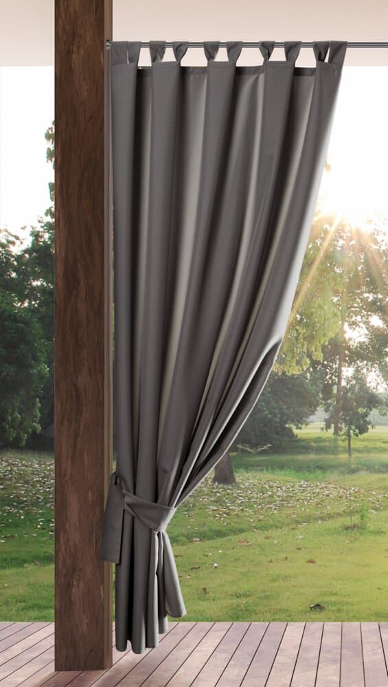 Färdig gardin med hängslen, vattentät, TRÄDGÅRD 155x220, stålträdgård
