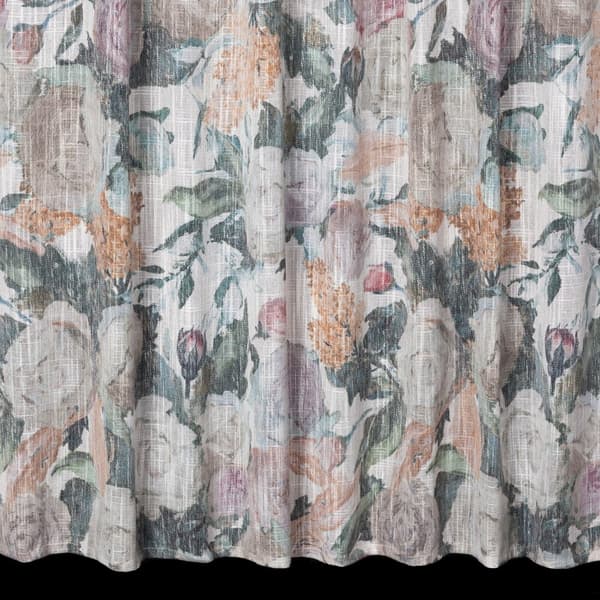 Färdig gardin på tejp IRMA 140x270 Eurofirany gröna beige aprikosblommor