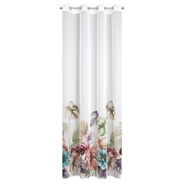 Færdiglavet gardin med øjer NIKOLA 140x250 Eurofirany hvide planter
