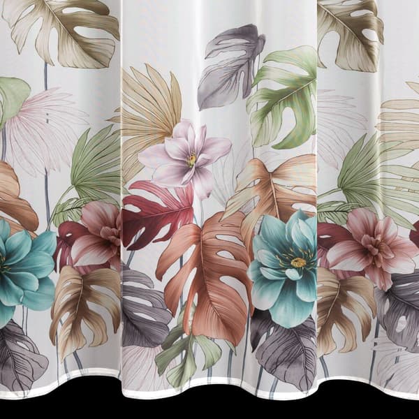 Færdiglavet gardin med øjer NIKOLA 140x250 Eurofirany hvide planter