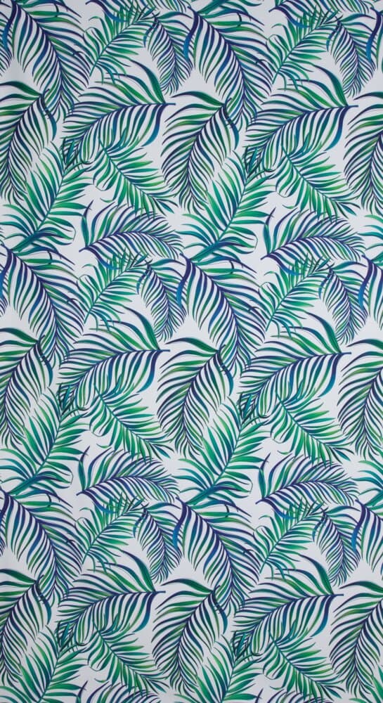 Færdiglavet gardin med øjer PALMS 140x250 Design91 grøn hvid med palmeblade