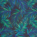 Miniatyrbild 4 av 8: Färdig gardin med öljetter PALMS 140x250 Design91 svart grön med palmblad