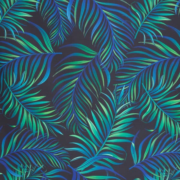 Färdig gardin med öljetter PALMS 140x250 Design91 svart grön med palmblad