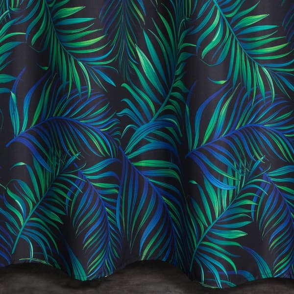 Färdig gardin med öljetter PALMS 140x250 Design91 svart grön med palmblad