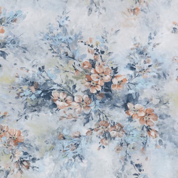 Færdiglavet gardin på tape MARISA 140x270 Eurofirany laksegrå med blomsterprint