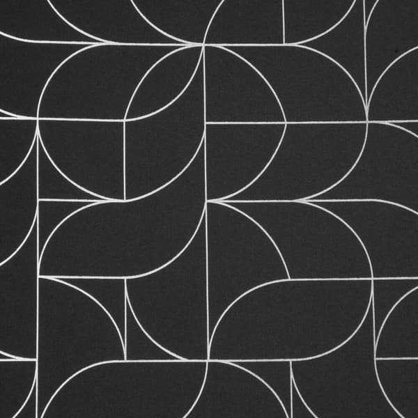 Valmis verho silmukoilla EVI 140x250 Eurofirany musta hopea geometrinen printti