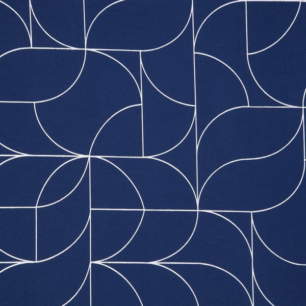 Valmis verho silmukoilla EVI 140x250 Eurofirany laivastonsininen hopea geometrinen printti