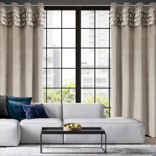 Färdig gardin med öljetter ERIN 140x250 Eurofirany beige med volanger
