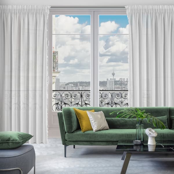 Færdiglavet gardin på tape ELENA 140x270 Eurofirany hvide blondepåføringsperler