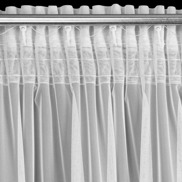 Valmis verho teipillä AMY 300x150 Eurofirany valkoinen pitsi geometriset hapsut