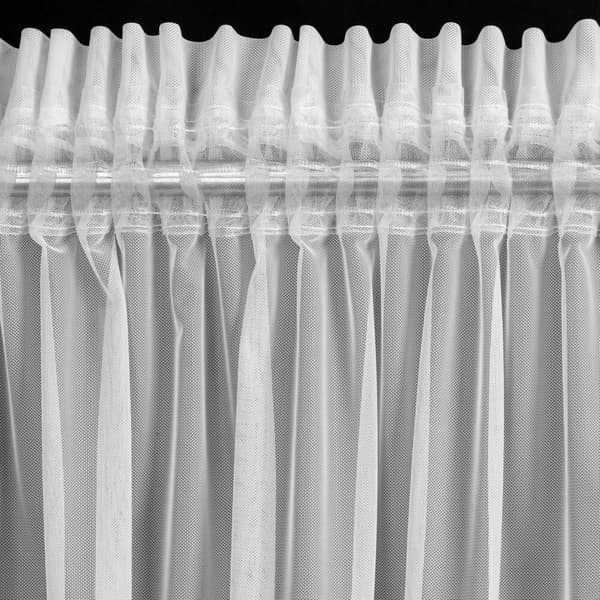 Valmis verho teipillä AMY 300x150 Eurofirany valkoinen pitsi geometriset hapsut
