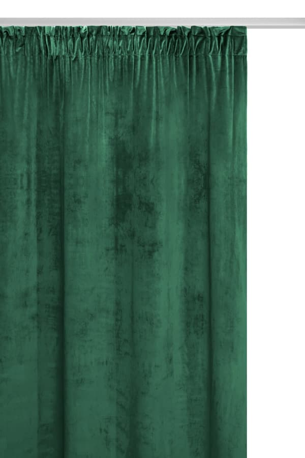 Färdig gardin på tejp VELVET SOFT 140x270 sammetsflaska grön