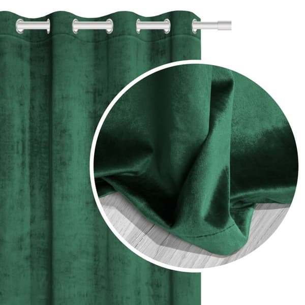 Valmis verho silmukoilla VELVET SOFT 140x250 samettipullo vihreä