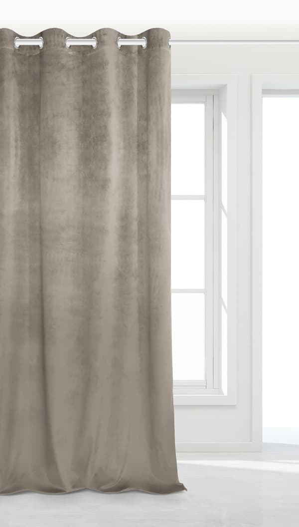 Færdiglavet gardin med øjer VELVET SOFT 140x250 velour mørk beige