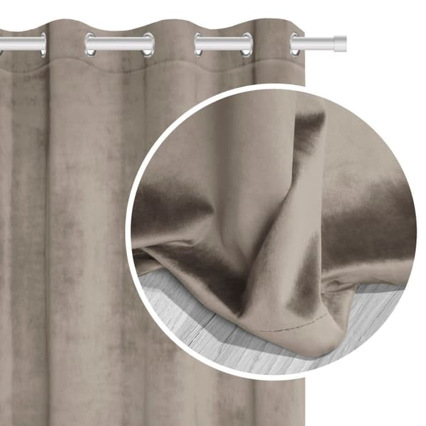 Færdiglavet gardin med øjer VELVET SOFT 140x250 velour mørk beige