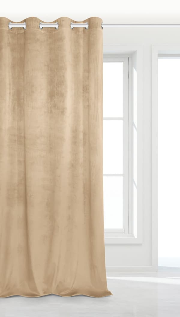Færdiglavet gardin med øjer VELVET SOFT 140x250 fløjl beige