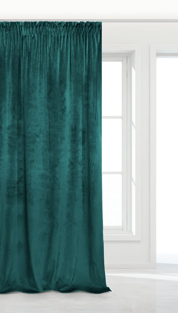 Valmis verho teipillä VELVET SOFT 140x270 velouuri tumma turkoosi