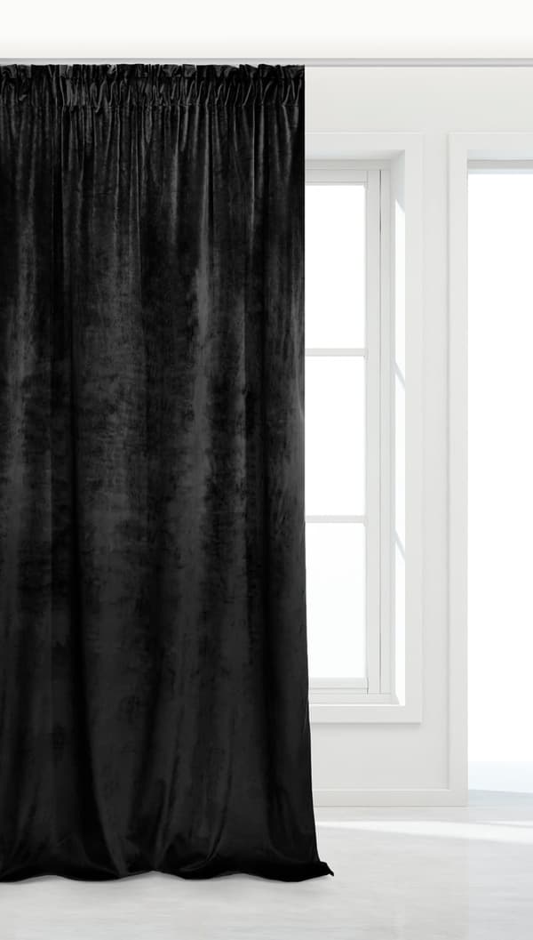 Valmis verho teipillä VELVET SOFT 140x270 samettimusta