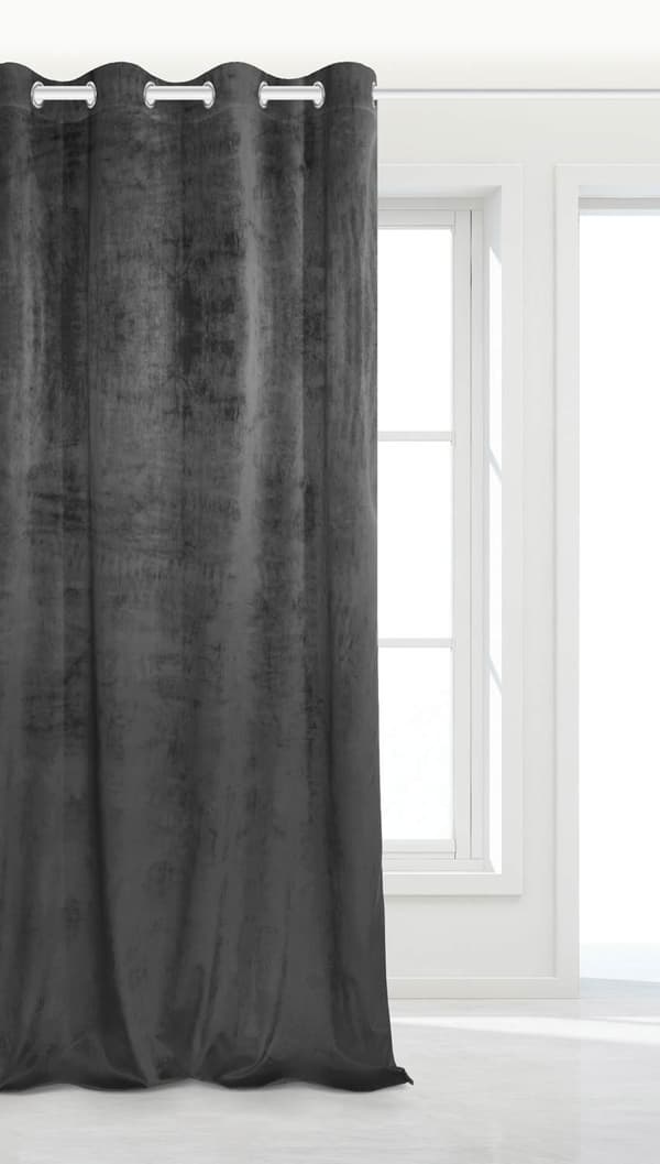 Færdiglavet gardin med øjer VELVET SOFT 140x250 fløjlsgrafit
