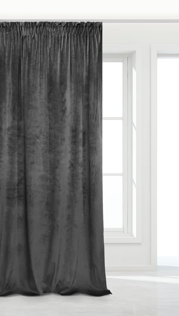 Valmis verho teipillä VELVET SOFT 140x300 samettigrafiitti