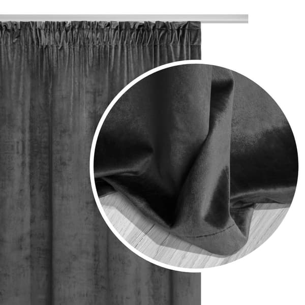 Valmis verho teipillä VELVET SOFT 140x300 samettigrafiitti