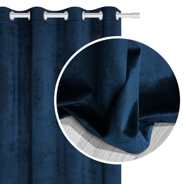 Færdiglavet gardin med øjer VELVET SOFT 140x250 velour marineblå