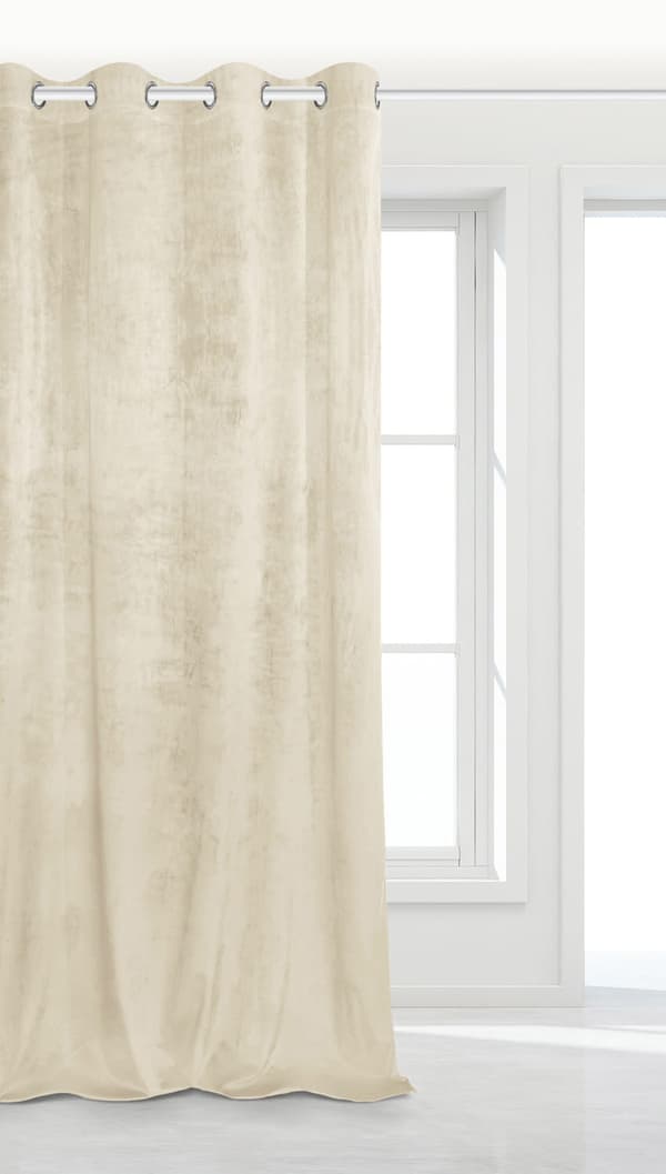 Färdig gardin med öljetter VELVET SOFT 140x250 sammetskräm