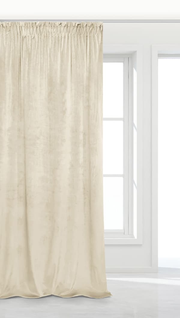 Färdig gardin på tejp VELVET SOFT 140x300 sammetskräm