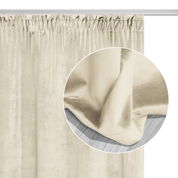 Färdig gardin på tejp VELVET SOFT 140x300 sammetskräm