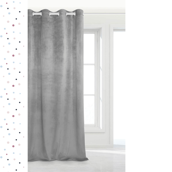 Valmis verho silmukoilla VELVET SOFT 140x250 sametinharmaa