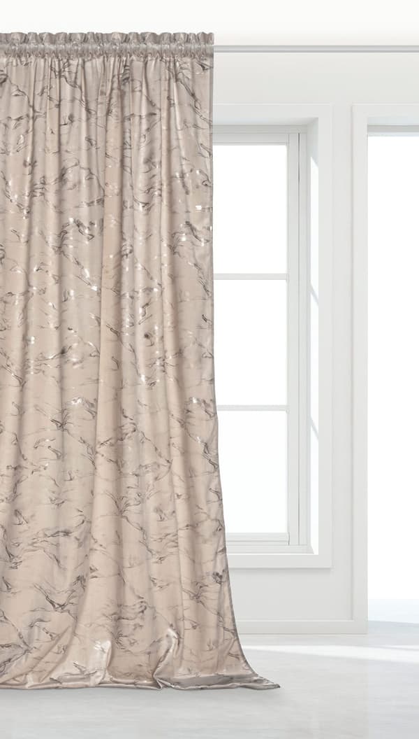 Valmiit verhot teipillä MARMY 140x270 veluuri puolipimennys tumma beige