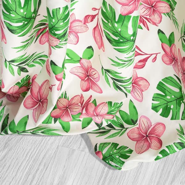 Färdiggjord gardin med öljetter MONSTERA 140x250 vita monsterablommor